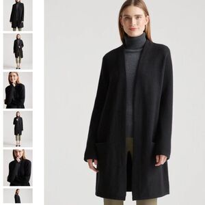 Quince Superfine Merino Wool Sweater Coat Black Small